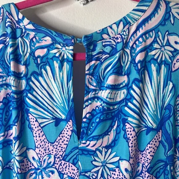 Lilly Pulitzer Ravi Short Sleeved Romper in Amalfi Blue Sound The Sirens, Small. - Picture 10 of 13